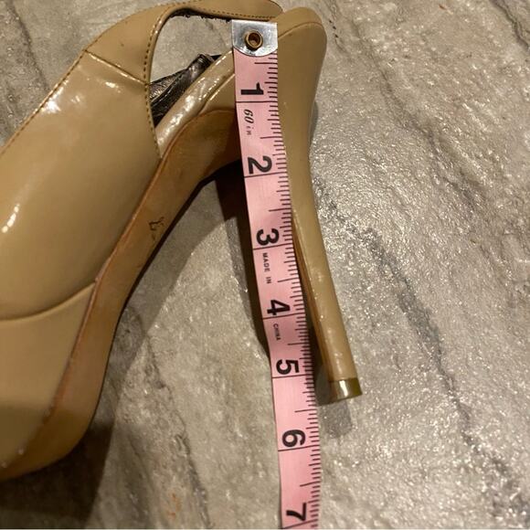 Sam Edelman Women's Beige Peep-Toe Slingback Heels - Picture 7 of 7